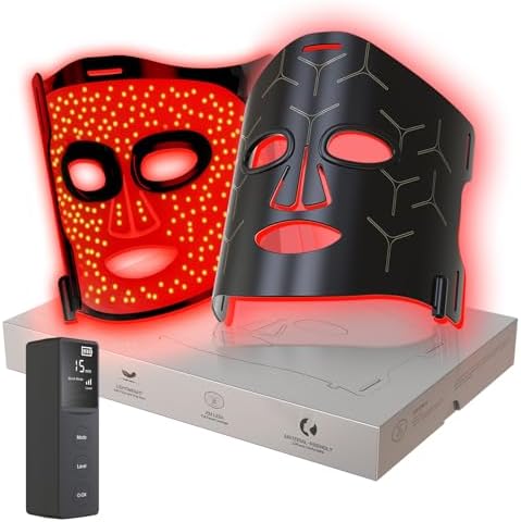 Infrared Red Light Therapy Mask: High Energy Skincare Device for Glowing Skin – Ultra-Thin 1.8mm 4.6oz, 830nm 633nm 590nm, Cordless Red Light Therapy for Face Luxury Gift - Generation II Updated