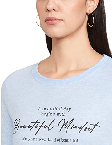 Image of Max Women Typographic Printed Regular Fit T-Shirt with Round Neck