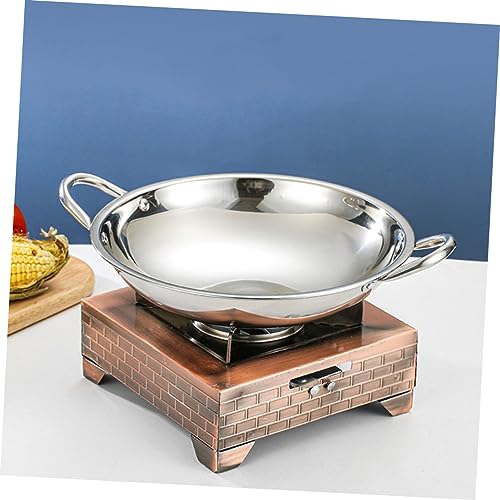 Wok de acero inoxidable con fondo redondo y doble asa miniatura 5