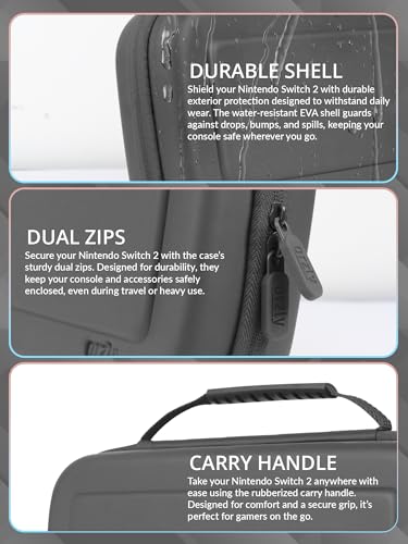 Image of Orzly Case Compatible with Nintendo Switch 2 - Protective Travel Carry Case with Screen Padding, Game Card & microSD Slots, Zipped & Open Pockets for Accessories - 7.9 inch Gift Boxed