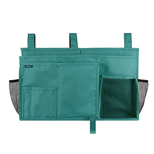 Surblue Caddy Hanging Organizer Bedside Storage Bag for Bunk and Hospital Beds, Teal, L