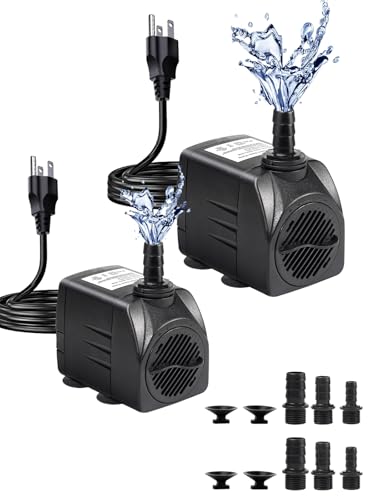 400GPH Submersible Fountain Pump, 2 Pack