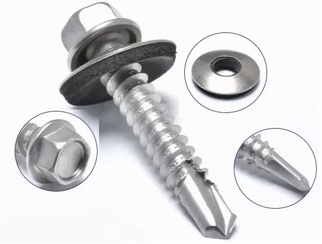 Self-Drilling Screw, Zinc Plated Finish, Hex Washer Head, External Hex Drive, Sealing, Includes Washer [Pack of 100] (10 X 25) (B0BTHMVRX8) Amazon Price History, Amazon Price Tracker