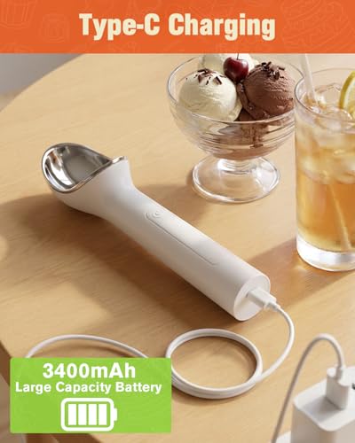 Heated Ice Cream Scoop,Rechargeable Ice Cream Scoop,Press to Heat up to 70°C/158°F, LED Display, IP67 Waterproof Icecream Scoop for Ice Cream, Gelato, or Frozen Yogurt - Image 5
