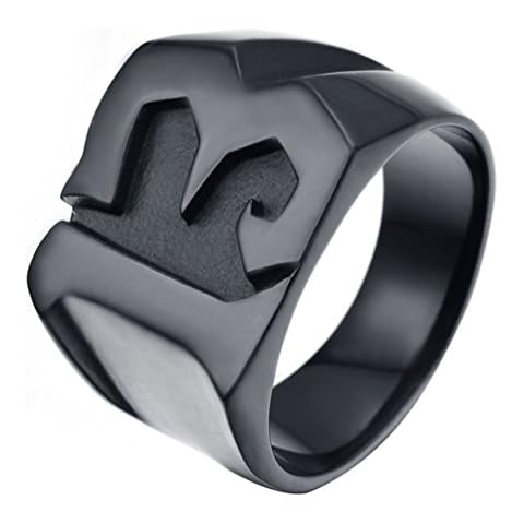 ALEXTINA Men's Stainless Steel Lucky Number 13 Biker Ring Black Statement Band High Polished Size P 1/2 Cover