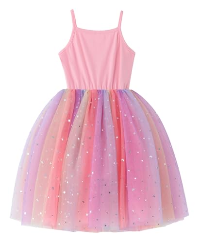 Image of GSVIBK Baby Girls Tutu Dress Sleeveless Toddler Cotton Tulle Skirt Princess Party Prom Dresses