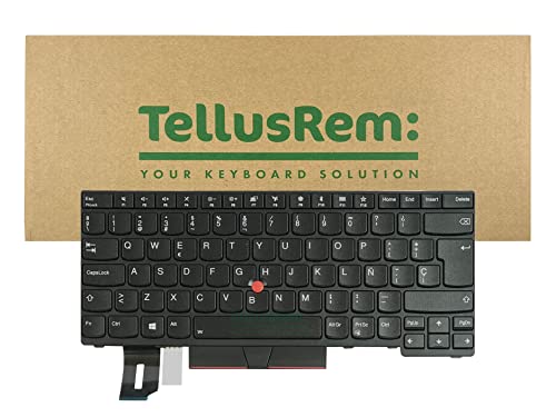 TellusRem replacement Lenovo T480s black - ES backlit keyboard for Lenovo Thinkpad T480s, T490, E490, L480, L490, L380, L390, L380 Yoga, L390 Yoga, E490, E480