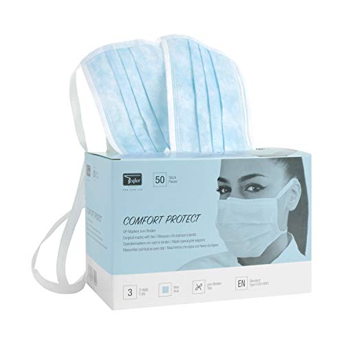 Teqler T-329101 OP-Mundschutz, 3-lagig (50-er Pack)
