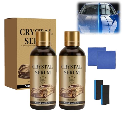 PTZ Crystal Serum for Cars Advanced Graphene Ceramic Coating for Cars Deep Gloss & Self-Cleaning Effect 9H+ Hardness Anti-Scratch for Cars Glass & Wheels (2PCS)