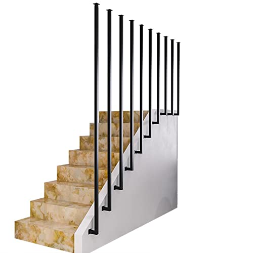 Barra di sicurezza nera quadrata per scale interne, con binario di supporto per trasferimento dal pavimento al soffitto, 120 cm