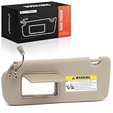 A-Premium Driver Left Side Sun Visor Compatible with Hyundai Sonata 2005 2006 2007 2008 2009 2010 - with Vanity Mirror, with Sliding Sun Visor Extension, Beige Color - Replaces 852010A250QD