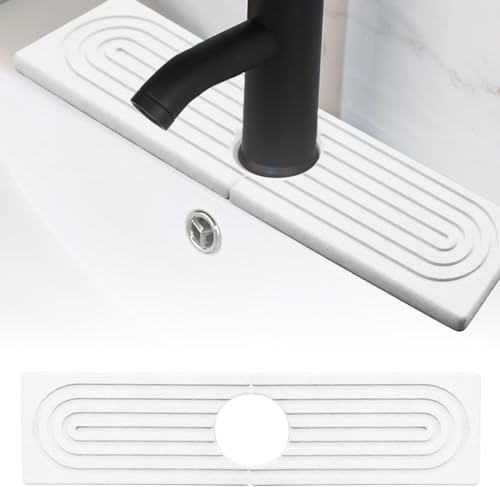 Xummi Tapis en pierre absorbant l'eau pour évier, tapis d'égouttement en pierre, tapis de séchage de cuisine, terre de diatomée à séchage rapide, plateau d'évier pour cuisine et salle de bain (blanc