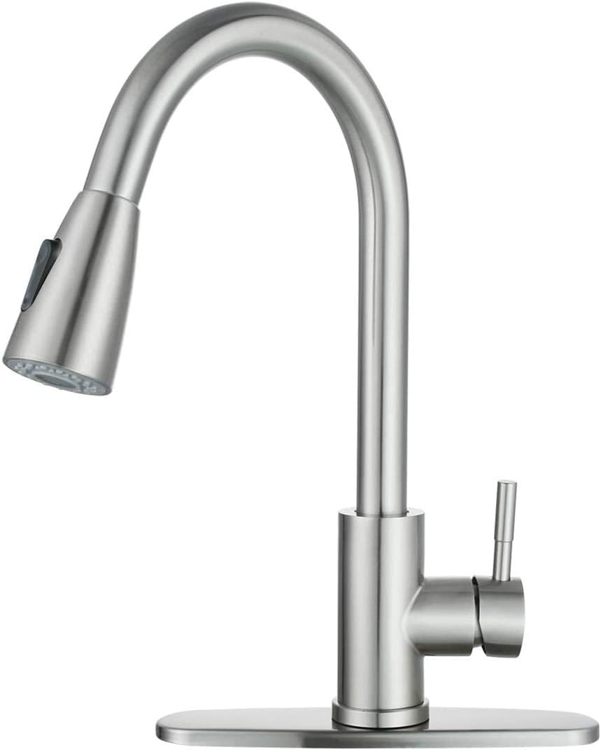 ZYCHSJXA Kitchen Mixer Tap 304 Stainless Steel Pull-Out Faucet Sink Basin All 201 Brushed