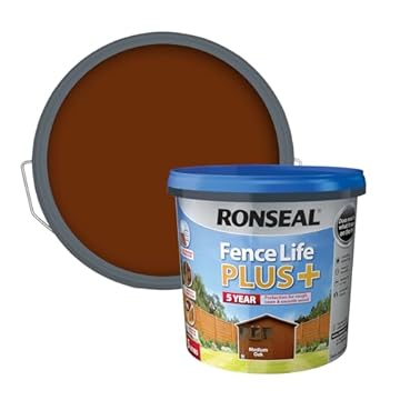 Ronseal RSLFLPPMO5L 5 Litre Fence Life Plus Paint - Medium Oak