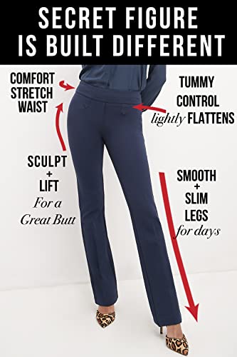 Rekucci Women's Secret Figure Pull-On Knit Bootcut Pant w/Tummy Control4