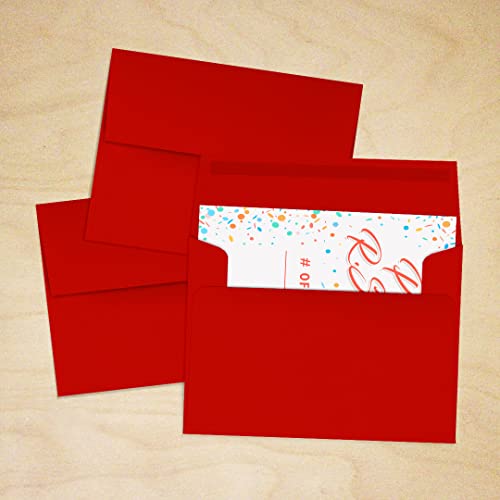 LUXPaper A2 Invitation Envelopes | 4 3/8" x 5 3/4" | Holiday Red | 60lb. Text | 50 Qty