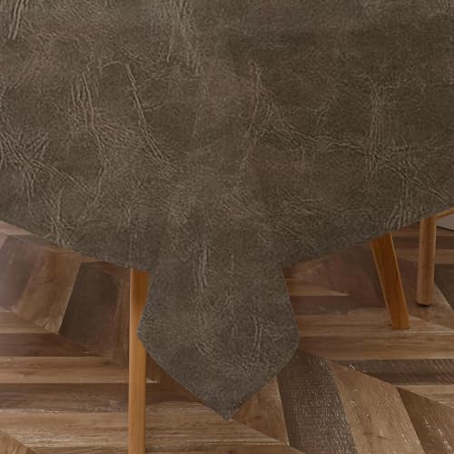 Majestic Giftware PU Faux Leather Rectangle Tablecloth | (TCE116-5490) Ashgrey Waterproof & Spill Proof Dining Table Cover | Decorative Washable Tablecloth for Home, Kitchen, Party (54X90)