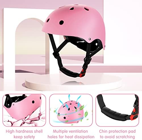 WayEee Kids Bike Helmet and Pads Set Age 3-10 Years Kids Skateboard Helmet Knee and Elbow Pads Wrist Pads 7 in 1 Children Protective Gear Set for Cycling, Roller Skating, Skateboard