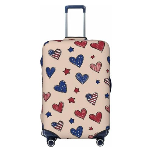 American Love Seamless Pattern Elastic Travel Luggage Covers Dustproof Scratch-Resistant Suitcase Protector Fit 22-24 Inch