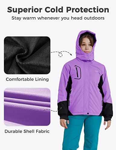 Wantdo Giacca da sci da ragazza impermeabile giacca da neve calda cappotto invernale antivento giacca isolante in pile giacca da snowboard da montagna