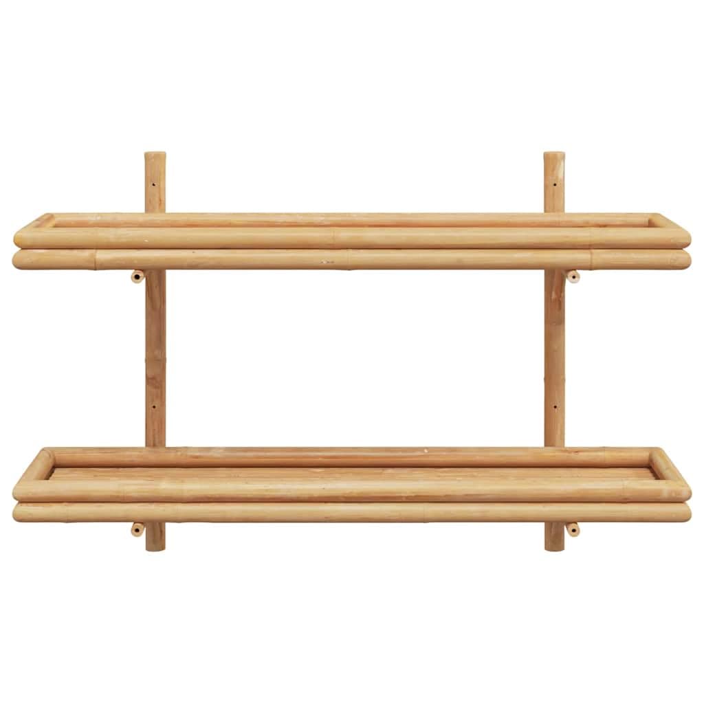 Estantería de pared de bambú marrón, 100 x 26 x 60 cm, estante montado en la pared para sala de estar, dormitorio, baño, diseño moderno, ecológico