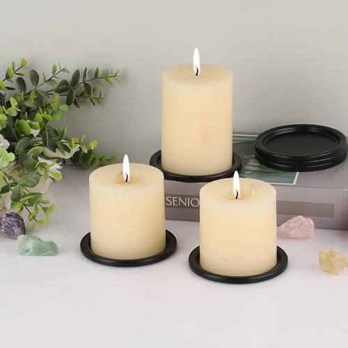 OwnMy 6PCS Iron Candle Holders for Pillar Candles, 3 Inch Metal Pillar Candle Plates and Trays, Small Round Tealight Holders Elegant Candle Stands Bases for Wedding Dining Table Centerpieces, Black by OwnMy - Image 7