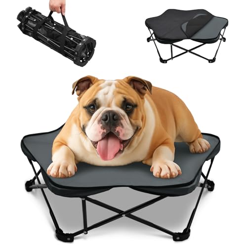 Pozico Small Elevated Dog Bed &ndash; 26' Foldable Pet Cot with Carry Handle, Raised Dog Bed with Sturdy...
