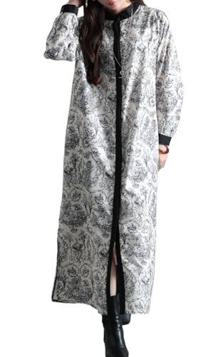 [sawa á la mode] 気品 醸し 出す トワルドジュイ柄 シャツ ワンピース レディース ファッション ワンピース シャツ ブラウス 総柄 トワルドジュイ 長袖 ロング ボタン sawa-9821 Free Size オフホワイトのサムネイル