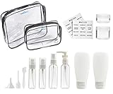 MAGIGO Toiletries Leak Proof Travel Bottle Set (15 Pack),TSA Approved Airline Carry-On with 2 Clear Bags for Man for Women