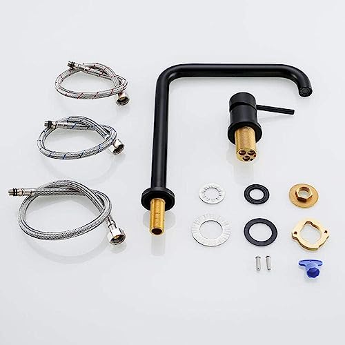 Robinet de lavabo salle de bain mitigeur eau chaude froide noir x2 - 3