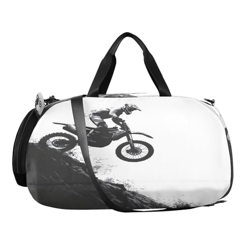 YETTASBIN Sport Travel Duffel Bag for Girls Boys, Motorcycle Rider Large Waterproof Weekender Overnight Bag, Detachable Shoulder Strap Gym Bag with Shoe Compartment & Wet Pocket2