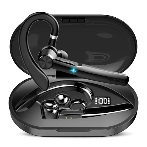 Qecnato Auriculares Bluetooth inalámbricos con manos libres, color negro