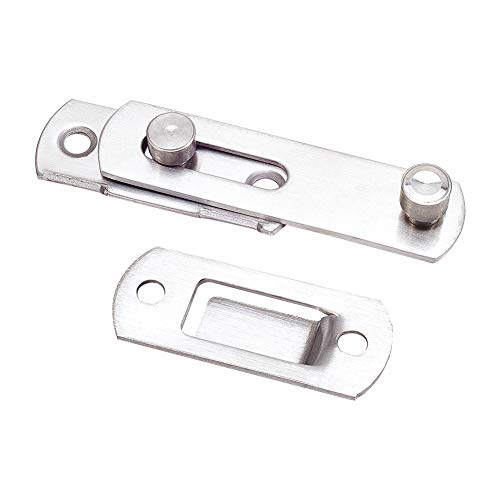MroMax ドア掛け金ラッチ ドアボルトラッチ スライドラッチ ステンレス製 ドア留め スレンレススチール 南京錠留め金 Stapleパーツ ドア後付け ロックシフトゲートラッチ 安全ドアロックボタン ドア用 シルバートーン 長さ70mm 幅50mm 1個入り