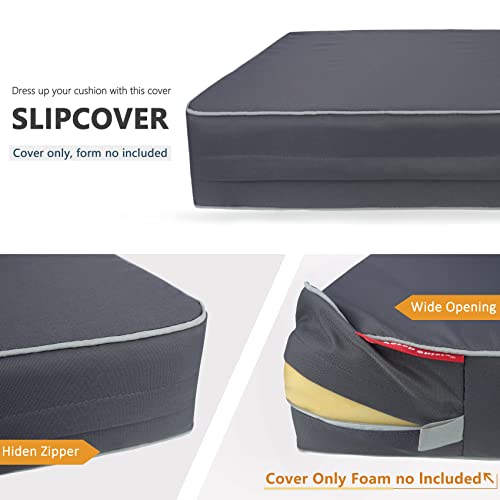 Porch Shield Outdoor Patio Cushion Covers Set 4 Waterproof Fade Resistant Chair Seat Cushion Slipcovers 22 X 20 X 4 Inch, Dark Grey #TOP2