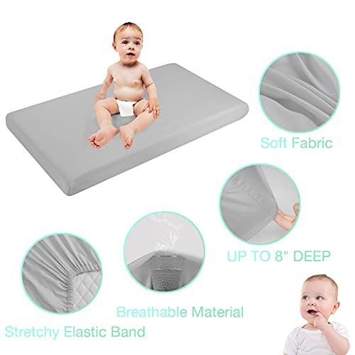 Exq Home Fitted Baby Crib Sheets 2 Pack For Boys Girl, Standard Crib Mattress Sheet Soft Breathable Toddler Bed Sheets, Cozy Microfiber Toddler Cot Sheet (28X52X8In White & Grey) #TOP1