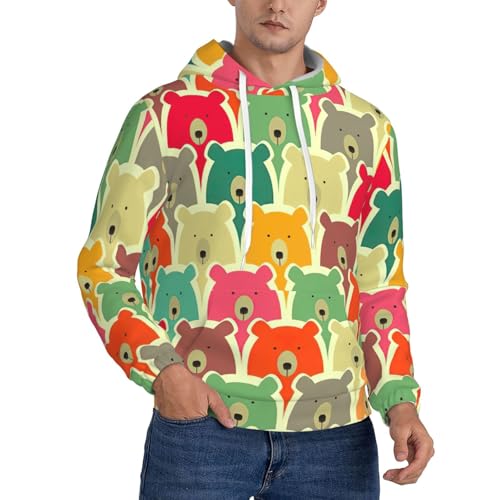 Sweat à capuche homme imprimé ours colorés hoodie polyester sport EdWal