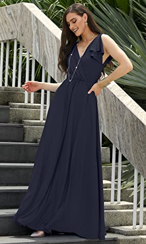 Image of KOH KOH Womens Long Sleeveless Bridesmaid Wedding Guest Prom Maxi Dress