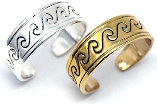 Amazon 波彫り スクロール ウェイブ ブラックカラー メンズ レディース トゥーリング ピンキーリング ゴールド ジュエリー 通販