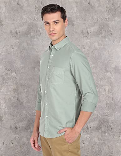 Image of U.S. POLO ASSN. Regular Fit Shirt for Men - 100% Cotton, Breathable & Comfortable, Full Sleeves Casual Shirt for Men - 48, Mint