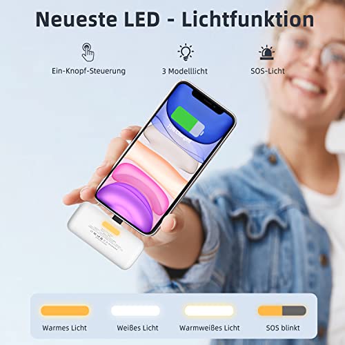 Mini-powerbank met led-display, 4 modi, led-licht, MFi-gecertificeerde powerbank, klein, compatibel met iPhone14/14 Pro/iPhone 13/13 Pro/13 Pro Max/12/12 Pro/12 Pro Max/11 Pro/XR/X/8/Plus, iPod, Airpods - Image 5