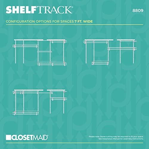 ClosetMaid ShelfTrack Wire Closet Organizer System, Adjustable from 5 to 8 Ft., with Shelves, Clothes Rods, Hardware, Durable Steel, White - Image 6