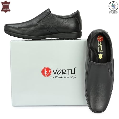 Image of Shoes Genuine Leather Comfortable Slip On Black Formal Shoes for Men | Office Uniform Dress Loafer Shoe for Office Bussiness Meeting - Black