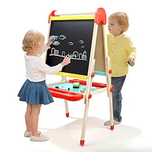 TOP BRIGHT Wooden Art Easel for Kids, Toddler Easel Adjustable