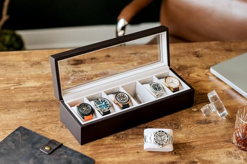 Image of VIVUE 6 Slots Watch organizer Box For Men Women, Premium Faux Leather See Through, Watch Storage Box Organizer, Watch Collection Box /Case /Holder For Travel & Home Organization (6 Slot With Display)
