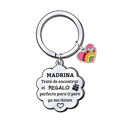 LUODAN Presente padrinha porta-chaves, porta-chaves para mulher, presente de aniversário para madrinha, porta-chaves de madrinha, pingente com gravura presente familiar para madrinha, 1