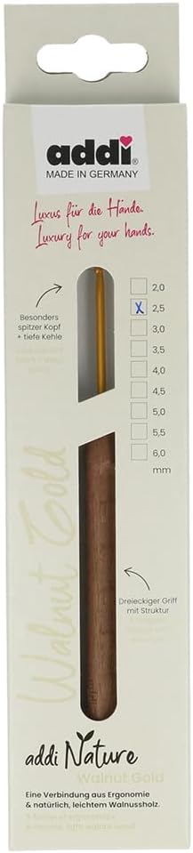 Addi Nature Walnut Gold Crochet Hook 16cm 2.50mm 1pc