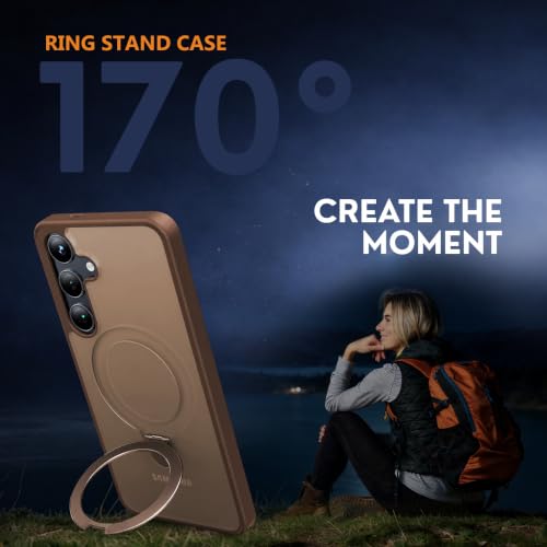 Image of AIBEX Back Cover OStand for Samsung S26 Plus 5G MagSafe Compatible | Ring Kickstand with Magnetic Alloy Ring Metal | Wireless Charging Support | Scratch Resistant Slim | Armor Protection Case - Brown