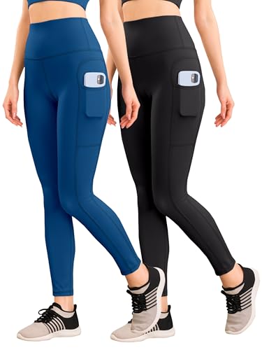 Image of Yoga Pant for Womens High Wasit Tights with Side Pocket Slim Fit Gym wear Running Sports wear Leggings Stretchable Combo Pack of 2
