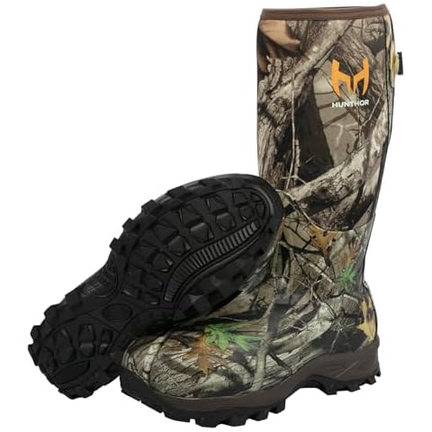 Hunthor Rubber Hunting Boots for Men, Insulated Waterproof 6mm Neoprene Boot for Hunting (Camo,10) Cover