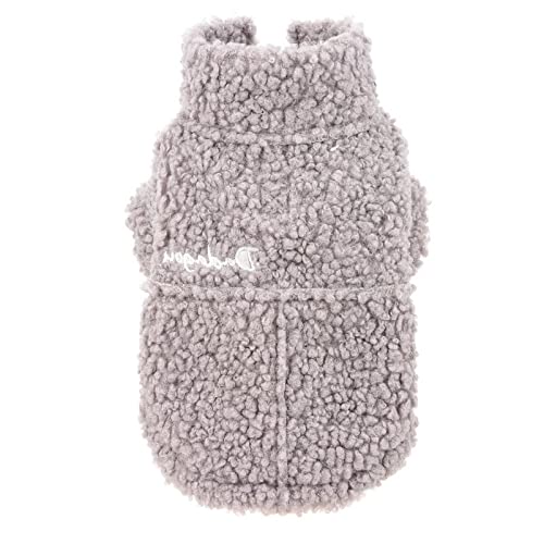 SMALLLEE_LUCKY_STORE Haustier-Wildlederjacke Fleece gefüttert, Wintermantel mit D-Ring für kleine Hunde Katzen Welpen, Chihuahua Yorkie warme Kleidung für kaltes Wetter, Grau, S
